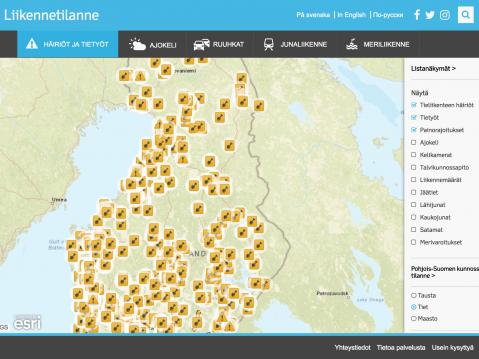 Liikenneviraston Liikenne-palvelukartta.