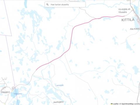 Sama tietyömaa toisella karttapohjalla valittuna. Karttapalvelu: Bikenavi.