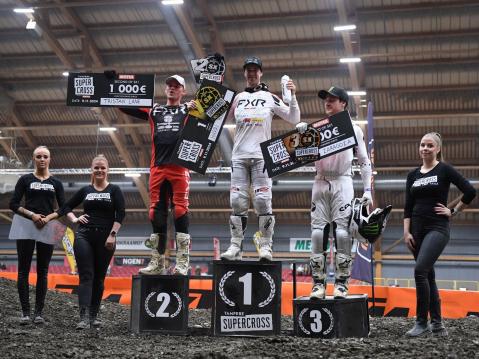 SX1 top3, Tampere Supercross 2024 lauantai, kuva Tampere Supercross.