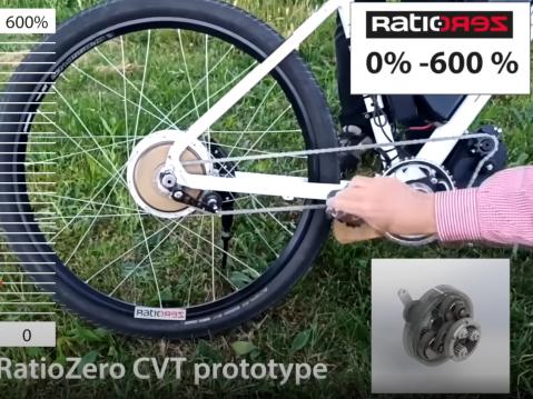 Alter Egon RatioZero CVT-vaihteiston proto asennettuna polkupyörään.