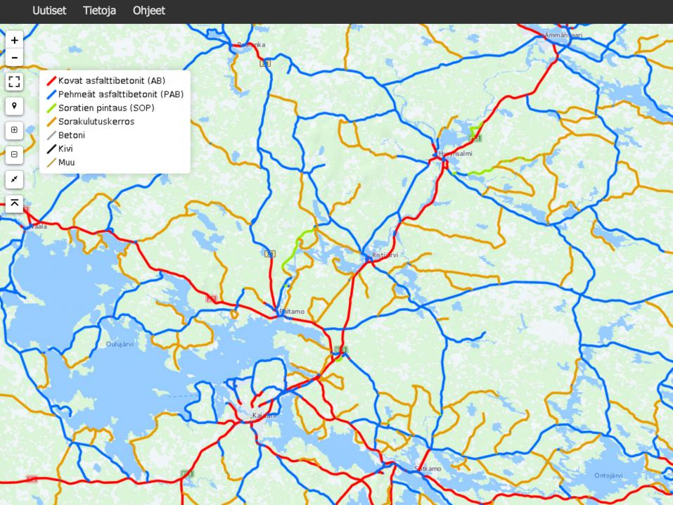 Uusi karttapalvelu: täältä löydät tiet päällysteen mukaan ja paljon muuta |  Matkalla | Motouutiset