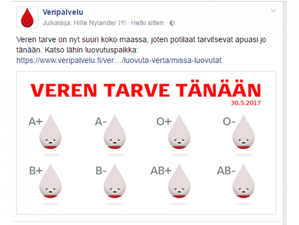 Veren tarve 30.5.2017.