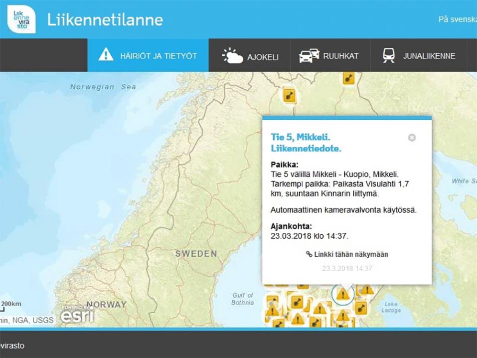 <p>Osa poliisin automaattivalvontakameroiden paikoista päivitetään Liikenneviraston Liikennetilanne-palveluun seuraavan kolmen kuukauden ajan. Palvelu löytyy nettisivulta http://liikennetilanne.liikennevirasto.fi/.</p>
