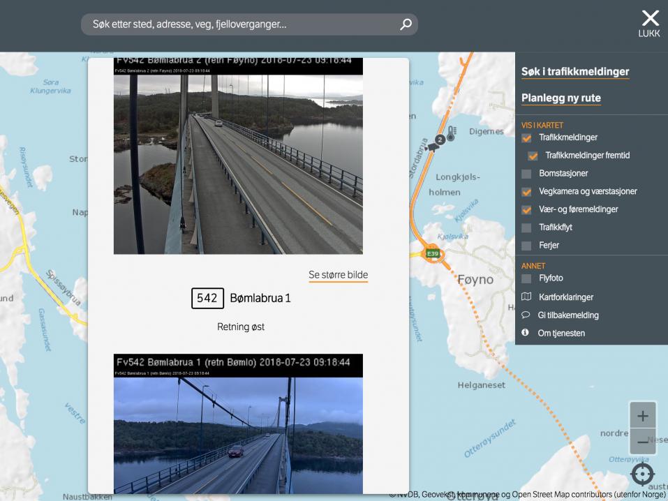 Kuvaa Norjan tieliikennepalvelun kelikamerasivusta.