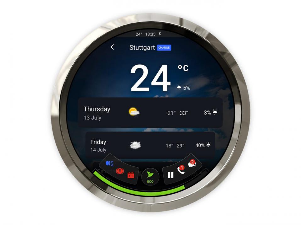 P3:n ja Vaisalan Xweather-sääpalvelun visualisointia Sparq OS:ssä.