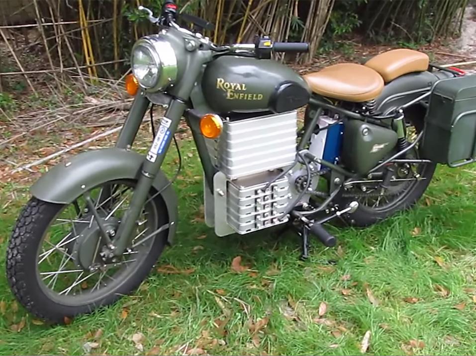 Sähkömoottorinen ja akkukäyttöinen Royal Enfield Bullett.